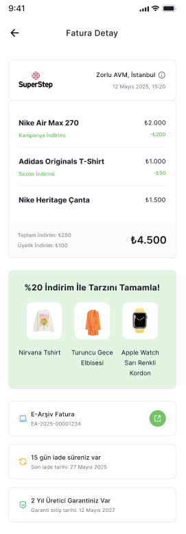 Digital receipt sample